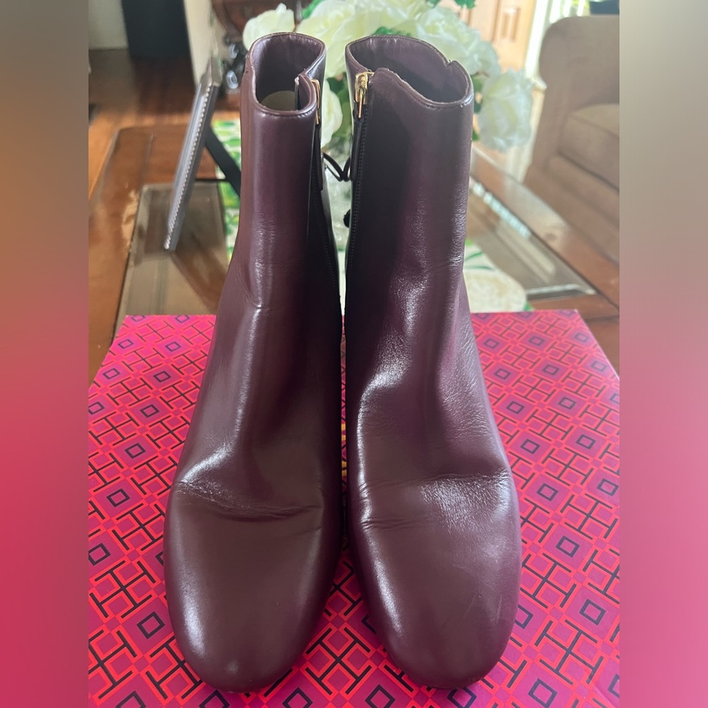 Cute Wine Leather Tory Burch Boots